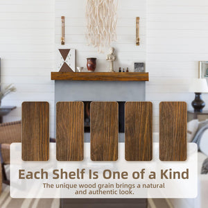 English Elm Fireplace Mantel - Handcrafted Solid Wood Floating Shelf, Dark Chocolate Finish For Stylish Display T3210P391502