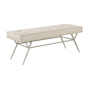 English Elm Contemporary Plush Chenille Upholstered Bench with X-Frame Metal Base, 48" Seat, Modern Entryway Seating Beige,Champagne 50.5 L x 19.25 W x 11.75 H B011P361970