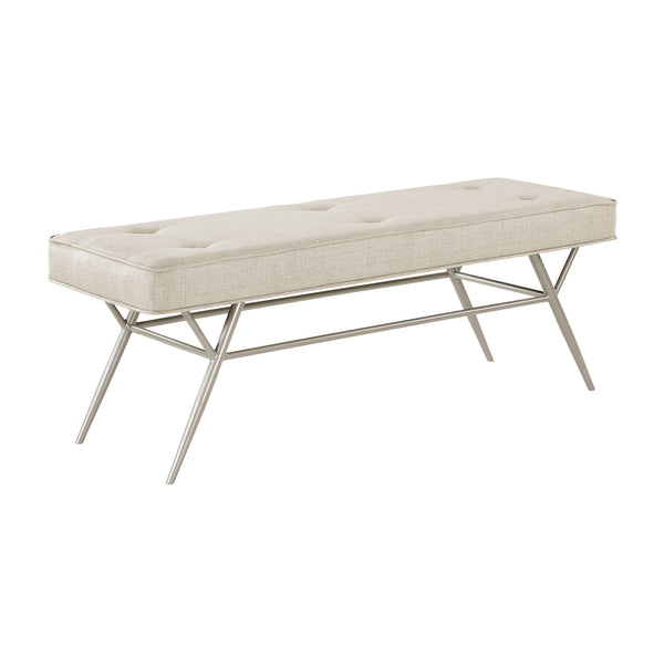 English Elm Contemporary Plush Chenille Upholstered Bench with X-Frame Metal Base, 48" Seat, Modern Entryway Seating Beige,Champagne 50.5 L x 19.25 W x 11.75 H B011P361970