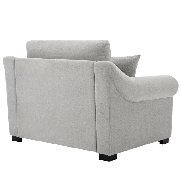 English Elm Modern Oversized Chenille Armchair with Wide Armrests, Removable Covers, Sturdy L-Shape Legs for Cozy Lounging Light Gray 38.5 L x 28 W x 15.75 H BS701P188662E
