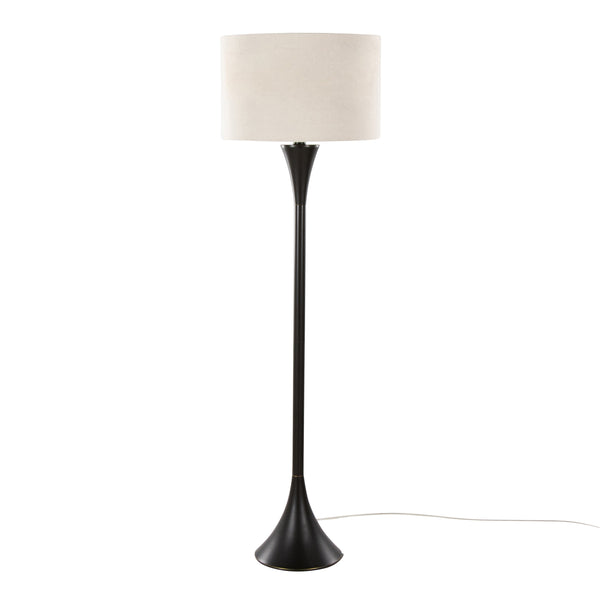 English Elm Lenuxe 65" Contemporary Metal Floor Lamp - Oil Rubbed Bronze Hourglass Body with Linen Shade, 3-Way B202P223995