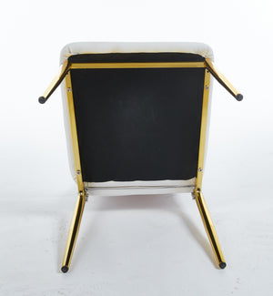 English Elm chair Elegant Gold Legs White Seat Set of 4 – Durable Metal Dining Chairs, Comfortable Stylish Design W234P241305