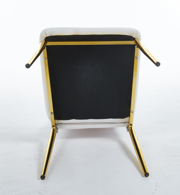 English Elm chair Elegant Gold Legs White Seat Set of 4 – Durable Metal Dining Chairs, Comfortable Stylish Design W234P241305