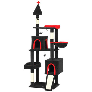 English Elm Large Floral Cat Tree 74 Inch Teddy Fleece Multi Level Tower with Sisal Scratching Posts T3971P412987
