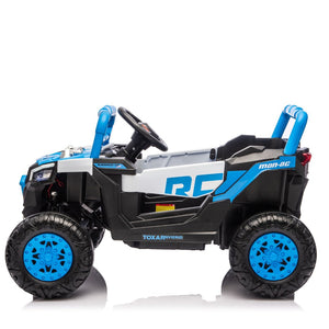 English Elm 12v Kids Electric Utv Ride on Toy with Parental Remote Swing Function and Shock Absorbers Blue W1578P368161