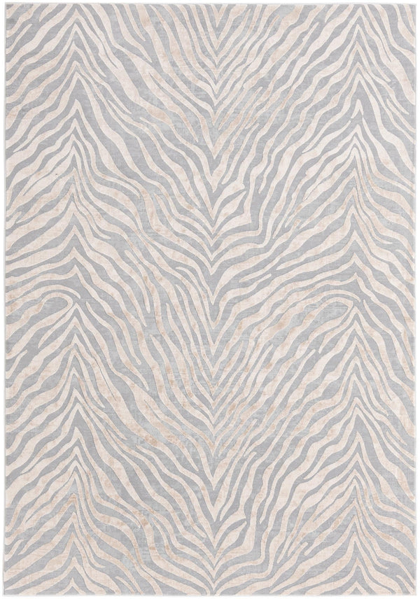 Unique Loom Finsbury Meghan Machine Made Animal Print Rug Gray and Ivory,  6' 1" x 9' 0"