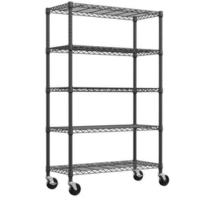 English Elm 5-shelf Heavy Duty Wire Rack Industrial Carbon Steel Garage Pantry Storage Unit Black W5386P444940
