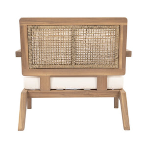 English Elm Outdoor Acacia Wood Club Chairs with Wicker Backs and Beige Cushions Set of 2 N772P381363L