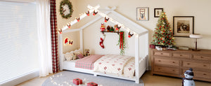 English Elm Twin House Frame Floor Bed Solid Pine Kids Room Montessori Low Profile Play Nook W1580P387835