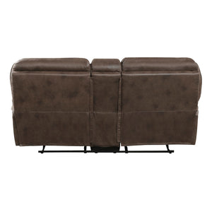 English Elm Plush Microfiber 3 Piece Reclining Sofa Set with Console Storage for Family Rooms Brown B011S01290