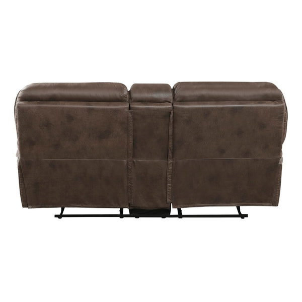 English Elm Plush Microfiber 3 Piece Reclining Sofa Set with Console Storage for Family Rooms Brown B011S01290