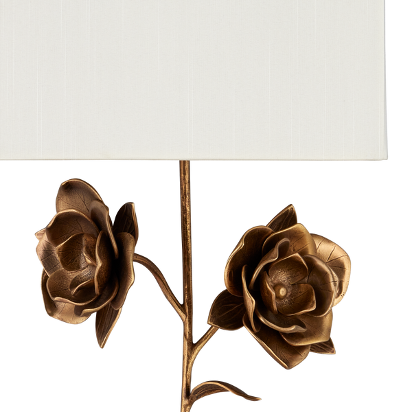 Rosabel Wall Sconce - Elegant Nature-Inspired Design with Antique Brass Finish and Off-White Shade