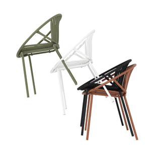 English Elm Christopher Knight Home® - Patio Ergonomic Stackable Dining Chairs with Breathable Cutout Backs, Metal Legs, 300lb Capacity Green N768P192555G