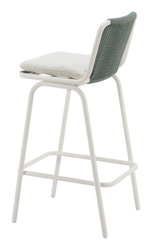 Zuo Modern Luft Barstool Set Of 2 - Chic White & Green Modern Design For Stylish Home Interiors And Spaces White 100% Olefin,Aluminum 704140-zuo-modern