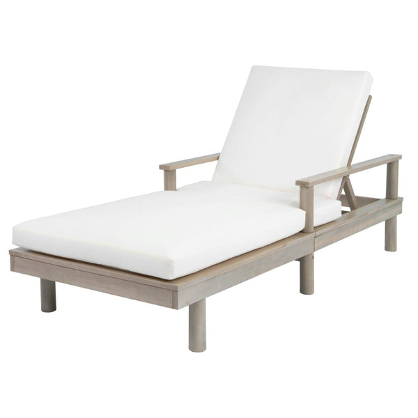 English Elm Trexm Acacia Wood Outdoor Chaise Lounge Set Reclining Patio Sunbed with Cushions Beige,Gray TM000034AAE