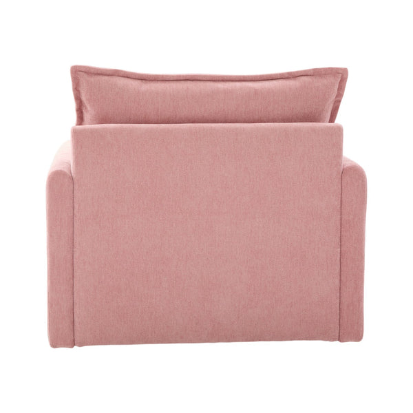 English Elm UNITED Swivel Barrel Chair with Chenille Upholstery, 360° Smooth Rotation, Padded Arm Comfort and Side Pockets for Living Room Relaxation Pink W1568P290091