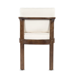 English Elm Acacia Wood Outdoor Dining Chairs Set of 2 Sculpted Patio Seating with Cushions Brown,Cream N768P373124B