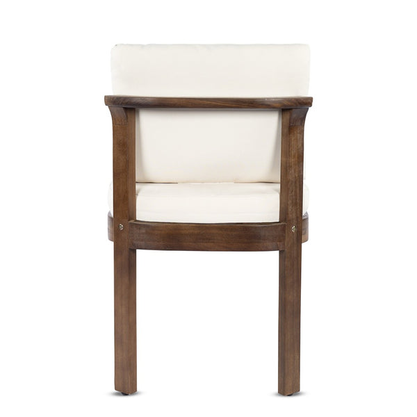 English Elm Acacia Wood Outdoor Dining Chairs Set of 2 Sculpted Patio Seating with Cushions Brown,Cream N768P373124B