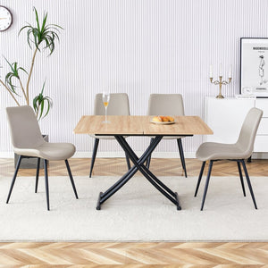 English Elm Table and Chair Set Adjustable Height Mdf Wood Grain Top with Four Pu Seats W1151S03991