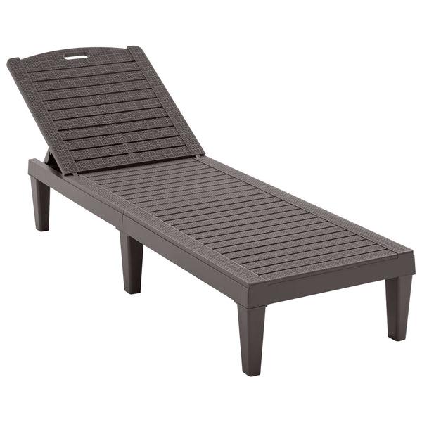 English Elm 2-Piece Outdoor Chaise Lounges with 5-Position Adjustable Backrest, UV-Proof Resin, Lightweight & Durable Dark Brown N719P293384S