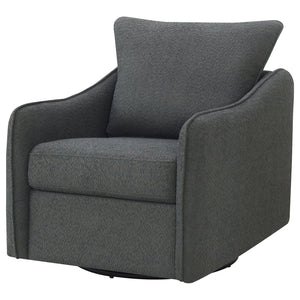 English Elm Nikko Charcoal Upholstered Swivel Chair with Plush Bouclé, Glide Motion, Sloping Arms & Cozy Cushions B062P353269
