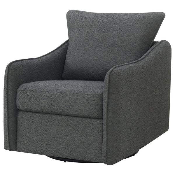 English Elm Nikko Charcoal Upholstered Swivel Chair with Plush Bouclé, Glide Motion, Sloping Arms & Cozy Cushions B062P353269