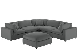 English Elm Caylie Modular 6-Piece Sectional Sofa - Charcoal, Family-Friendly Design, Easy Care & Comfort B050S00026