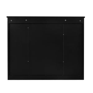 English Elm 35'' Modern Wall Medicine Cabinet with Mirror, Black MDF Storage, Soft-Close Hinges, Towel Rod, Adjustable Shelves N710P197128B