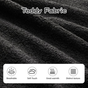 English Elm 135" Plush Teddy Fabric 4-Seat Modular Sofa No Assembly Cloudlike 32D High‑Resilience Comfort Lounge Black W714S01427