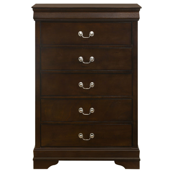 English Elm Bruno Cappuccino 5-Piece Bedroom Set - Sleek Sleigh Bed, Ample Storage & Timeless Style For Your Retreat B062S00906