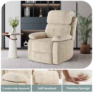 English Elm Small Recliner Chair with Padded Cushioning and Acacia Wood Frame, Easy Assembly, 330lb Capacity Sand T3623P408690