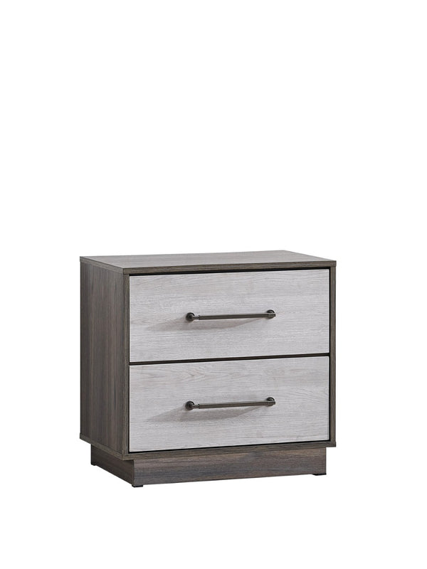 English Elm Aberdeen Two Drawer Nightstand Warm Gray Oak Wood Grain Finish Gunmetal Hardware B078P497935
