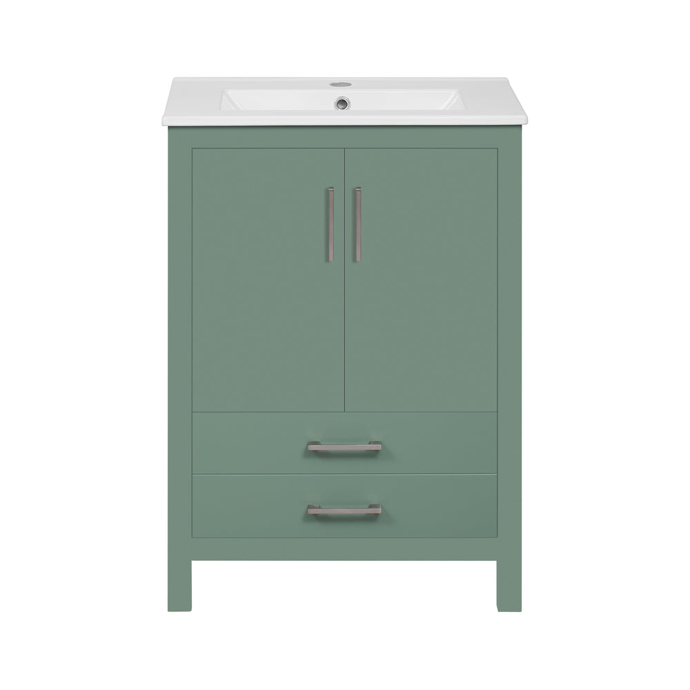 English Elm 48'' Bathroom Vanity with Sink 48.8'' Modern Freestanding 6-Drawer Ceramic Basin Cabinet for Baths Green N710SS00006F