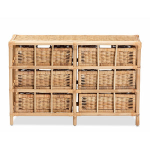 English Elm Modern Woven Rattan Six Drawer Cabinet Bohemian Storage for Bedroom or Living Room B2750P470040