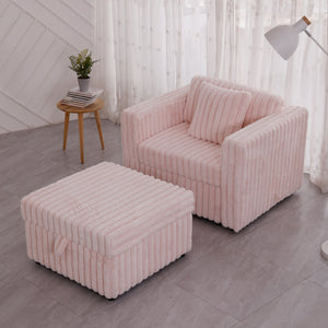 English Elm 44.9"Soft Modular Sofa with Removable Zipper Cushions, Hidden Hydraulic Storage, Easy Cleanability Light Pink W1767S00015