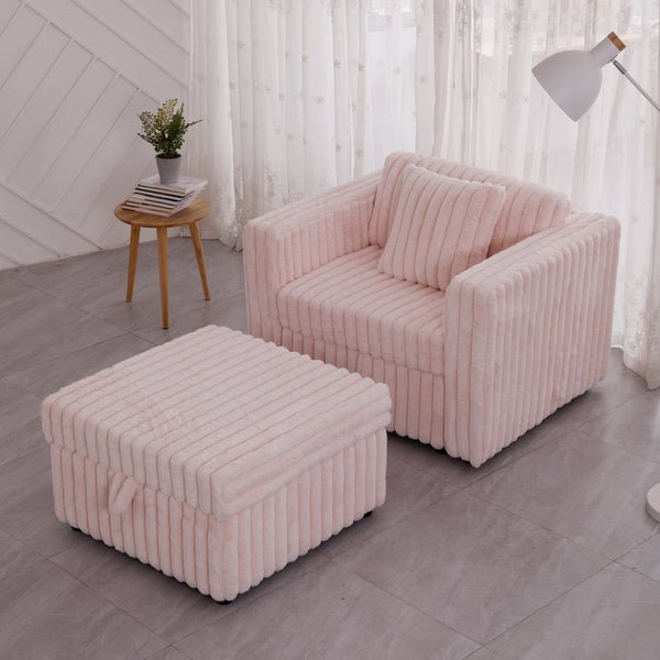 English Elm 44.9"Soft Modular Sofa with Removable Zipper Cushions, Hidden Hydraulic Storage, Easy Cleanability Light Pink W1767S00015