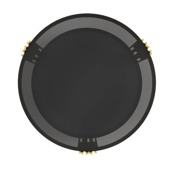 English Elm Modern Round Coffee Table Black Tempered Glass Top Gold Drum Base Living Room Glam N735P177478B