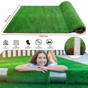 English Elm 7ftx8ft Outdoor Artificial Turf Rug Dense Pe Blades Uv Resistant Pet Friendly Patio Mat W1790P351199