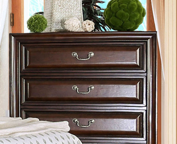 English Elm Transitional Elegant Five-Drawer Chest with Antique Hardware and Deep Storage for Clutter-Free Bedroom Brown,Cherry 40 L x 21 W x 58 H B2741P380214