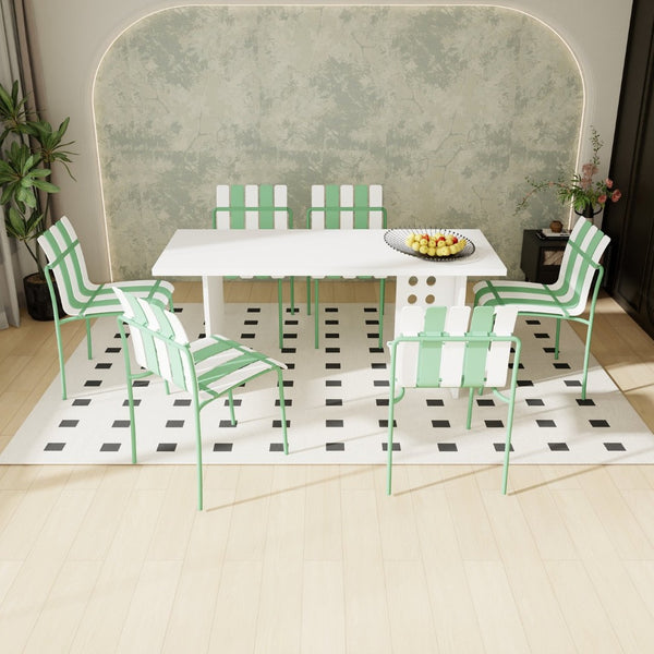 English Elm Holiday Stackable Pp Stripe Dining Chairs Set of Four Weatherproof Cafe Patio Seating W3450P447386