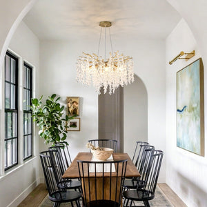 English Elm 8-light Gold Farmhouse Chandelier Seeded Glass Shades for Dining Room or Kitchen W5008P466526