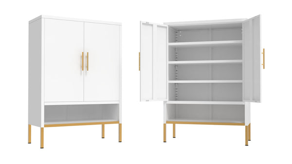 English Elm 40'' Slim Steel Shoe Cabinet 7 Tier Adjustable Shelving Narrow Entryway Organizer W3387P306353