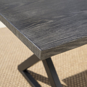 English Elm Christopher Knight Home® - Outdoor Aluminum Dining Bench with Wood‑Like Finish and Black Powder‑Coated Steel X‑Frame, Durable Stylish Seating Grey+Black 61625.00BGRYMP1
