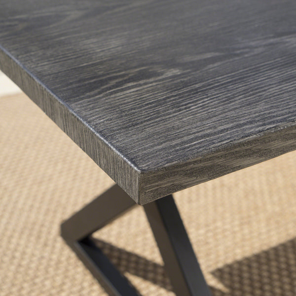 English Elm Christopher Knight Home® - Outdoor Aluminum Dining Bench with Wood‑Like Finish and Black Powder‑Coated Steel X‑Frame, Durable Stylish Seating Grey+Black 61625.00BGRYMP1