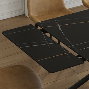 English Elm Retractable Modern Sintered Stone Dining Table Set With 8 Chairs - Durable & Stylish For Any Home W509S00129-GIGA