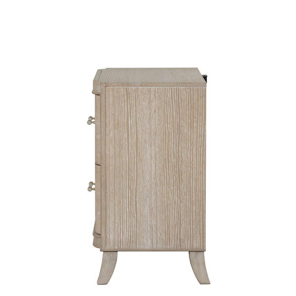 English Elm Transitional Oak Veneer Nightstand with Usb Charging Dovetail Drawers Acrylic Pulls B2741P435317