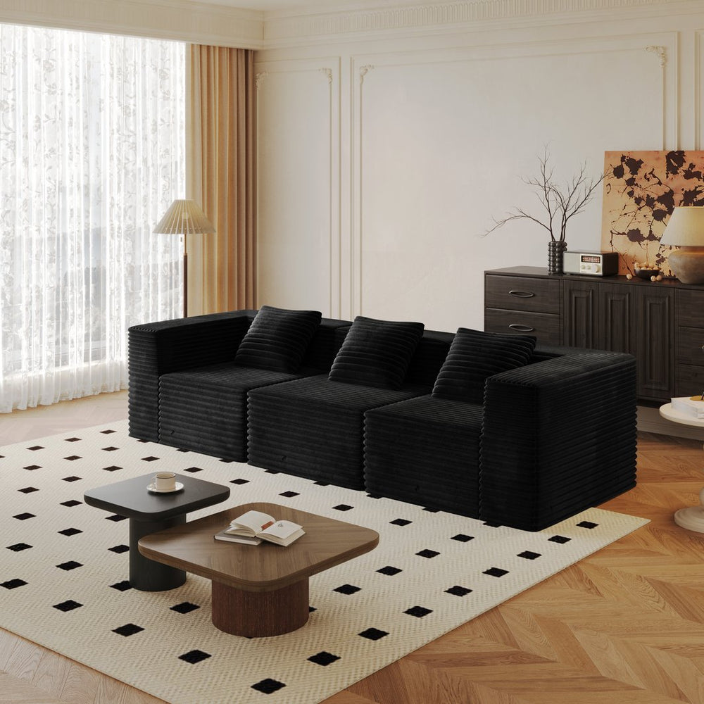 English Elm Modular Sectional Couches - Ultra-Comfortable Memory Foam Sofa With Stylish Corduroy, No Assembly Needed! W3434S00022