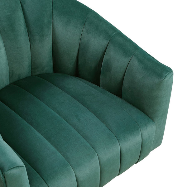 English Elm Dark Velvet Swivel Barrel Chair – Luxurious Green Velvet Accent, Channel Stitching, 360° Comfort & Support B011P329261