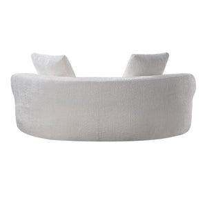 English Elm 79.5" Boucle Floor Sofa Seats Three with Cloud Soft Foam Core and Two Accent Pillows Cream White W5515P443753