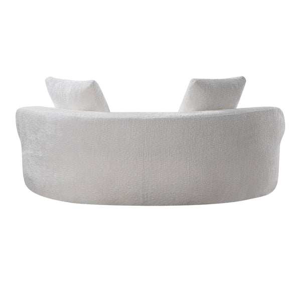 English Elm 79.5" Boucle Floor Sofa Seats Three with Cloud Soft Foam Core and Two Accent Pillows Cream White W5515P443753
